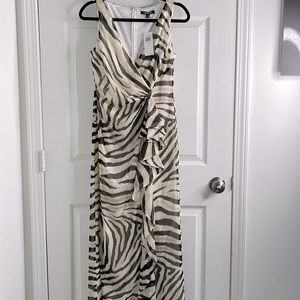 Lauren Ralph Lauren ruffle trim gown zebra print size 4